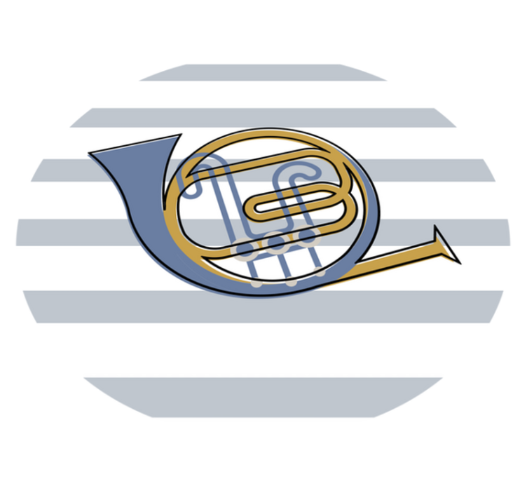 Tapete vinílico redondo design de trompa musical - TenStickers