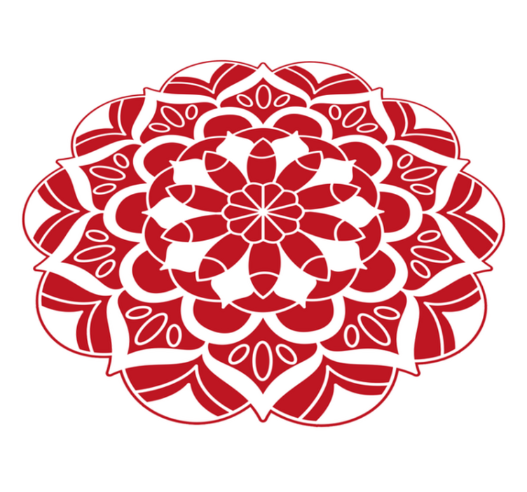 Tapete vinílico de mandala padrão floral vermelho - TenStickers