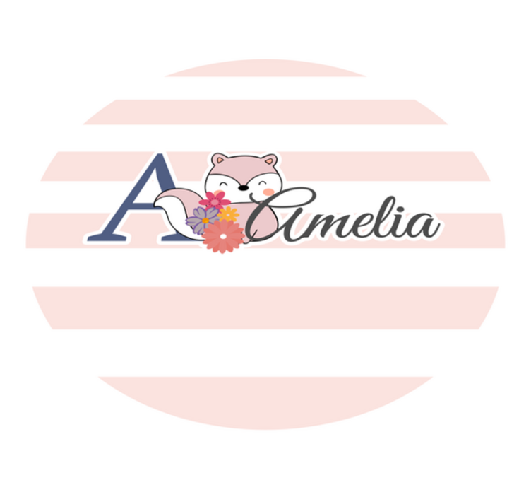 Tapete vinílico com nome design de raposa personalizável - TenStickers