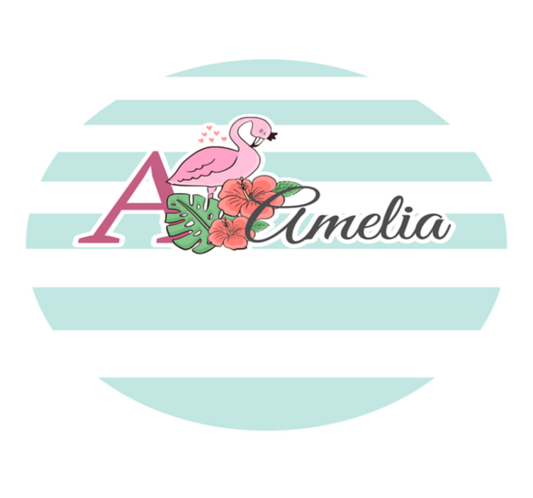 Tapete vinílico com nome decoração de flamingo - TenStickers