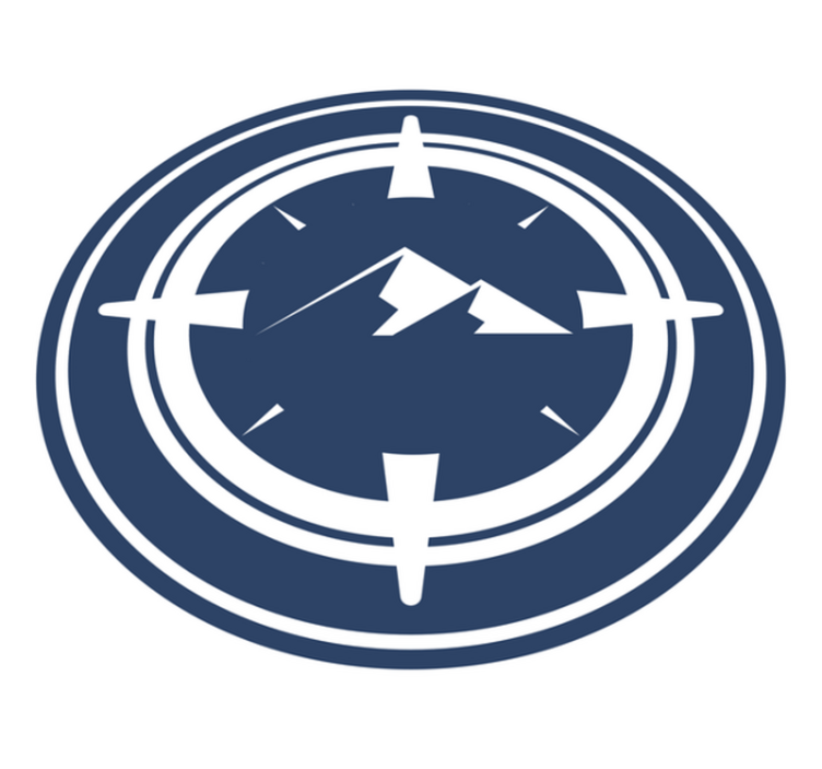 Tapete vinílico redondo design de montanha bússola - TenStickers