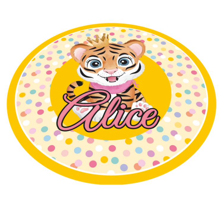 Tigre fofo para menina com o nome tapete de jogo de bebê - TenStickers