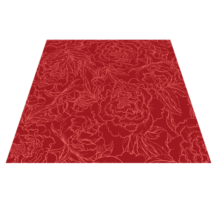 Tapete vinílico flores e plantas padrão floral vermelho - TenStickers