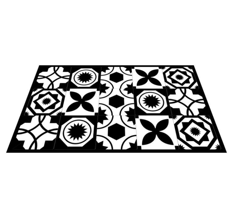 Tapete de azulejos de produtoclássico preto e branco - TenStickers