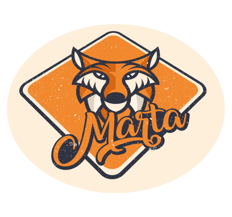 Tapete vinílico com nome raposa inteligente personalizável - TenStickers