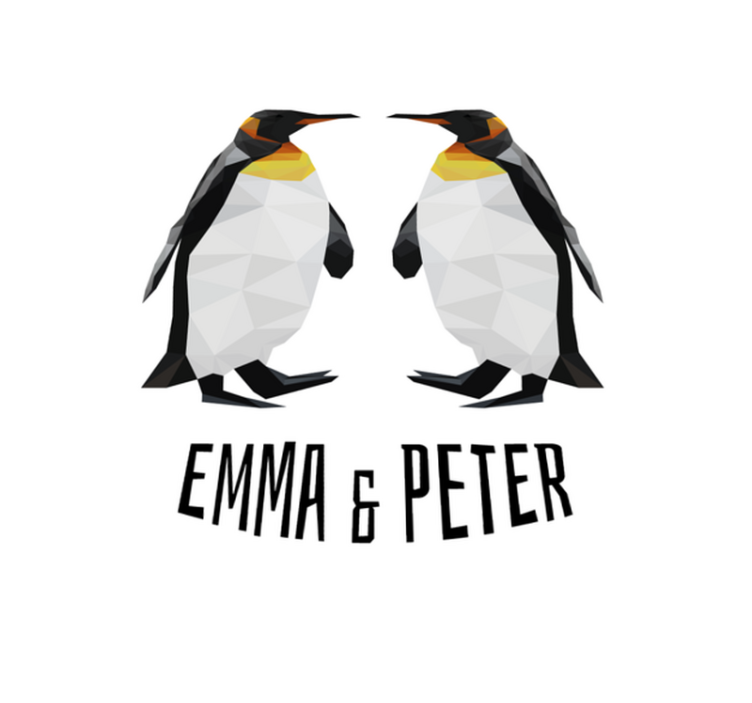 Tapete vinílico com nome pinguins geométricos - TenStickers