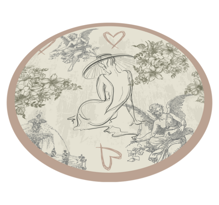 Tapete vinílico redondo motivo floral angelical circular - TenStickers