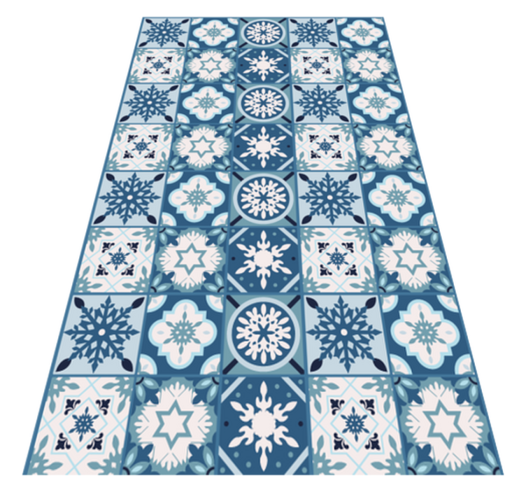 Tapete vinil do Natal azulejos de floco de neve azul - TenStickers