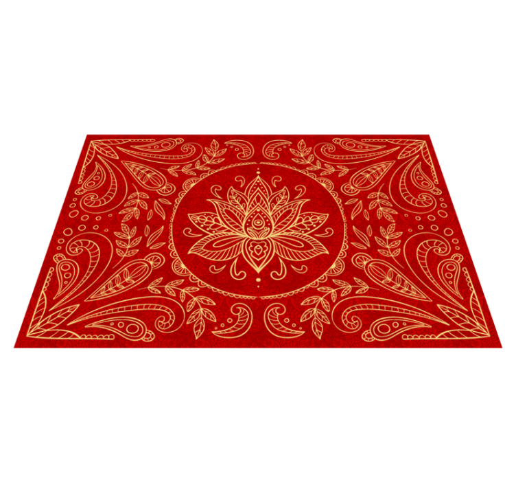 Tapete vinílico vermelho desenho de mandala vintage - TenStickers