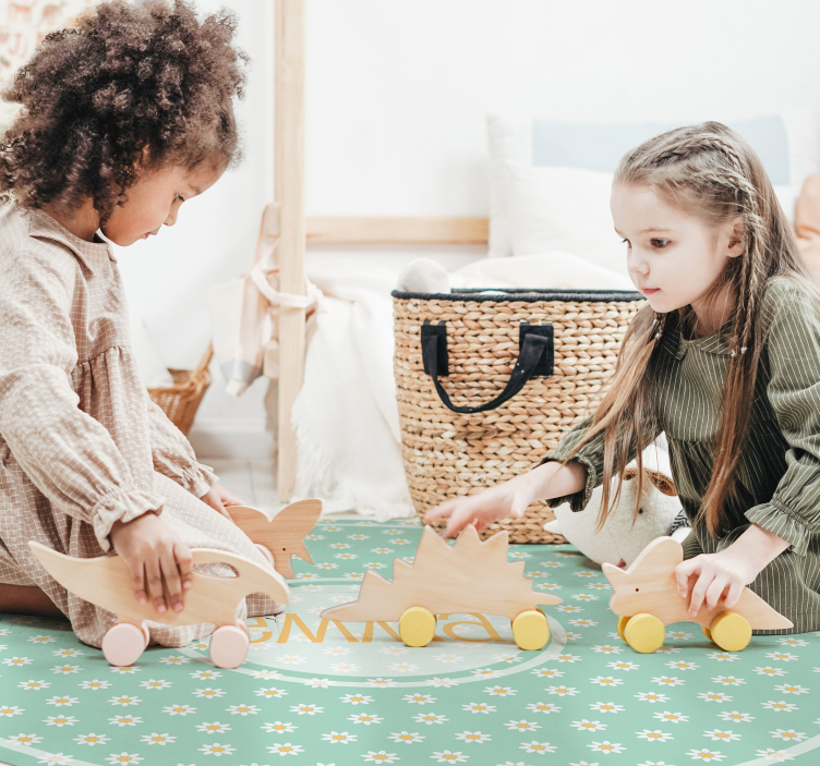 Tapete vinílico com nome círculo de margarida personalizado - TenStickers