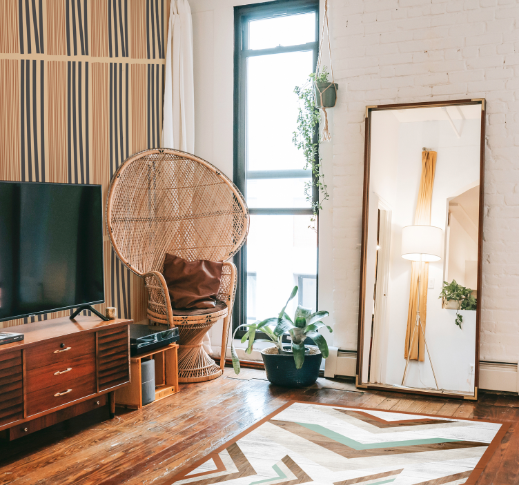 Tapete vinílico quarto textura de madeira chevron - TenStickers