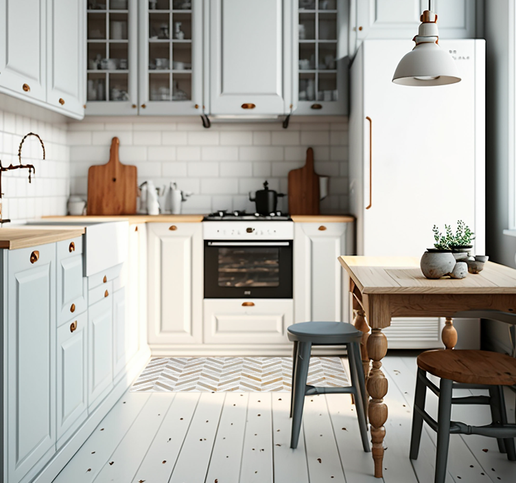 Ladrilhos de pedra de cozinha em mármore branco mate - TenStickers