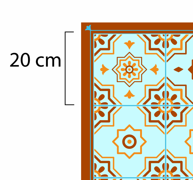 Tapete de vinil de mosaico laranja e azul - TenStickers