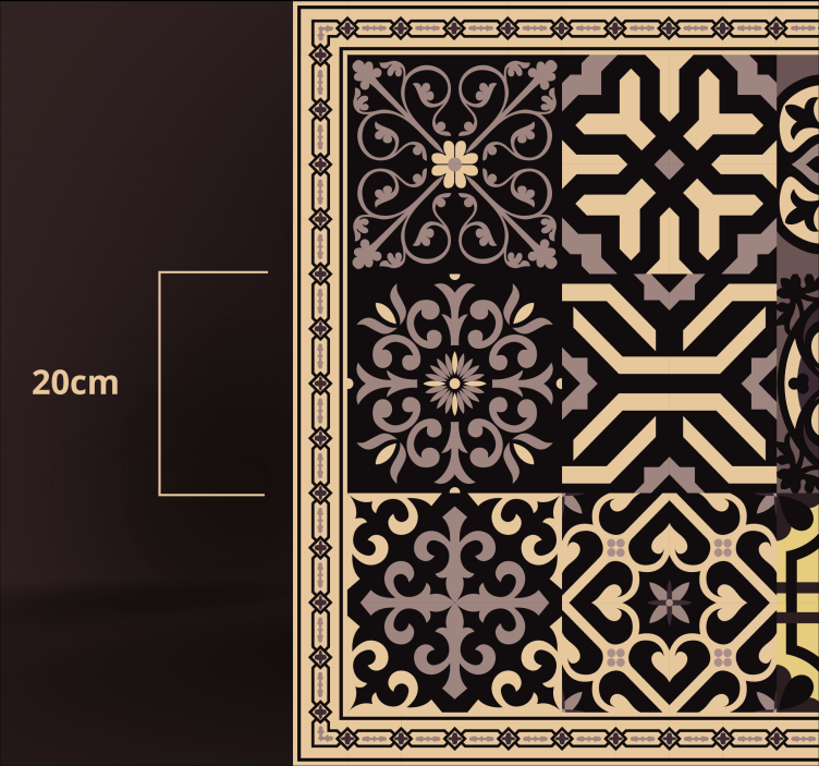 Tapete de ladrilhos de cimento preto - TenStickers