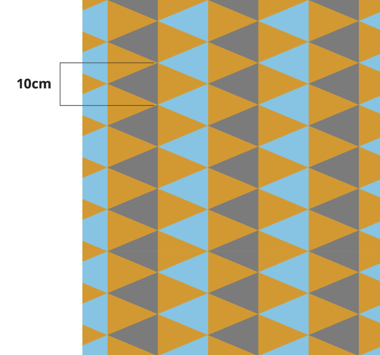 Tapetes geométricos com triângulos laranja, azul e cinza - TenStickers