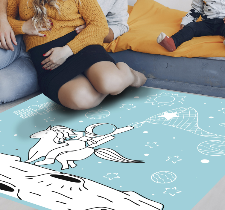 Astronauta montando tapete de animal unicórnio - TenStickers