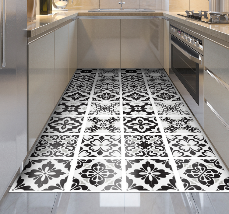 Tapete moderno de azulejos preto e branco - TenStickers