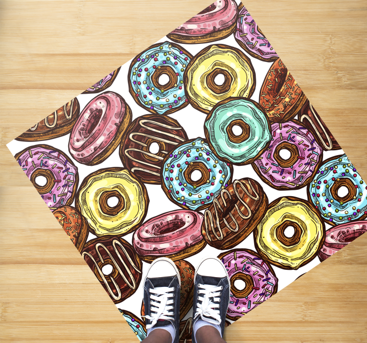 Donuts tapete de vinil quadrado com fundo - TenStickers