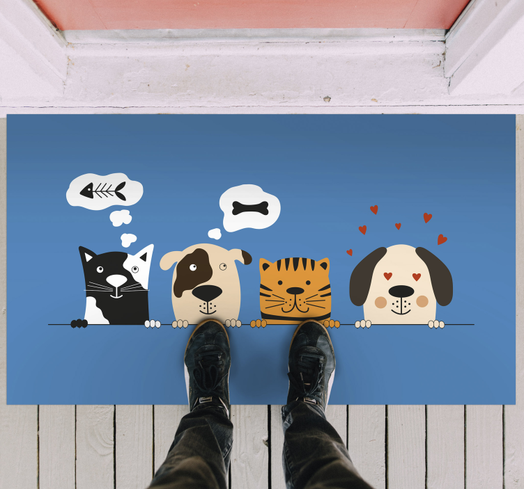 Espiando cães e gatos tapete de vinil animal - TenStickers