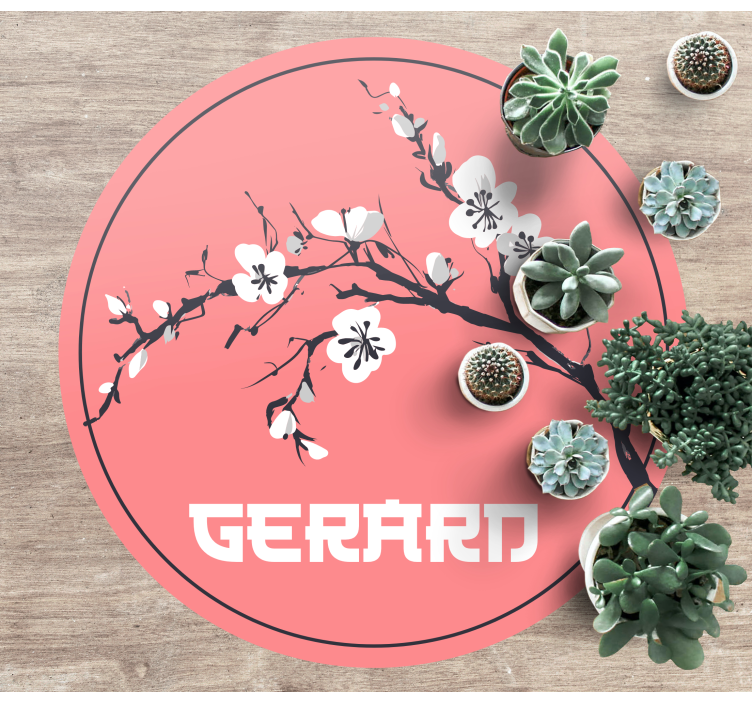 Flores japonesas sakura com tapete personalizado com nome - TenStickers