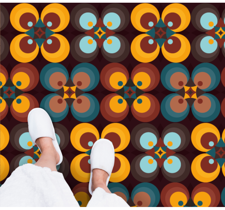 Flores abstratas grandes com formas de tapete vintage - TenStickers