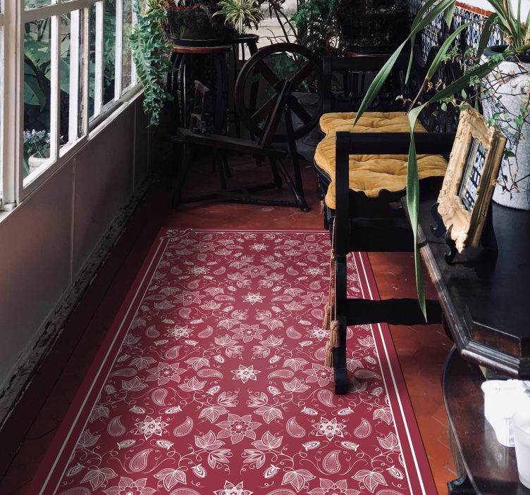 Belo paisley flores vinil tapete da sala de estar - TenStickers