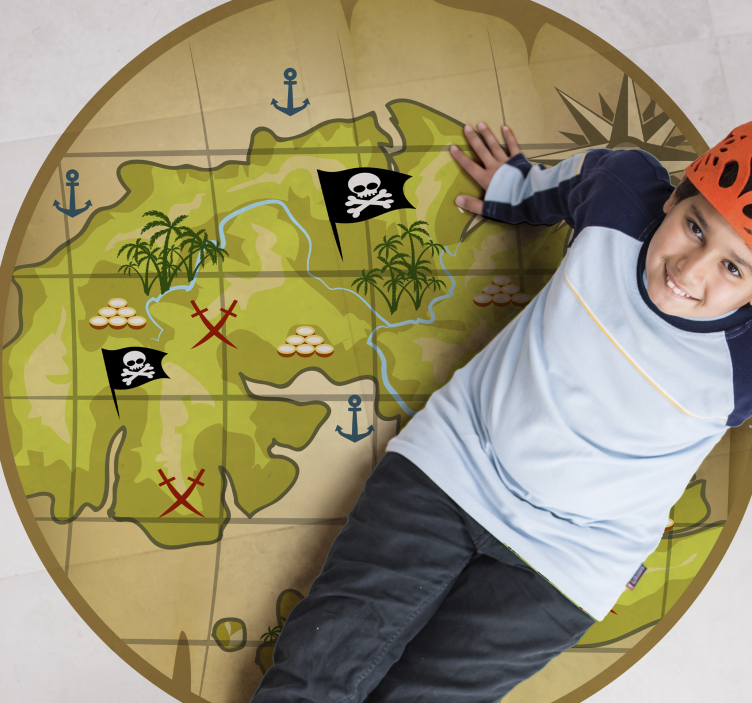 Mapa do tesouro pirata tapete de vinil infantil - TenStickers