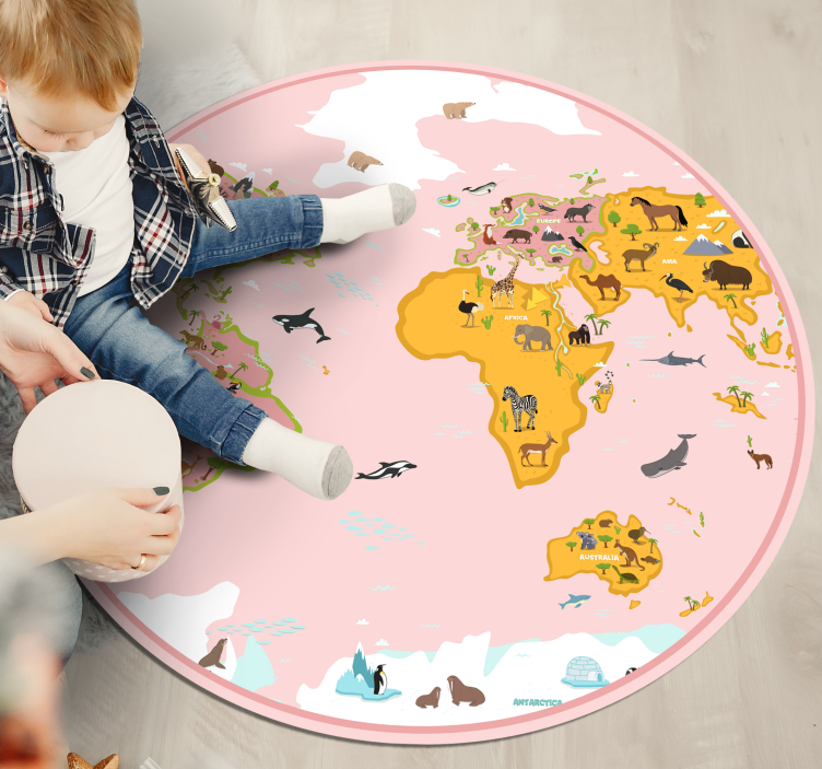 Tapete vinil de mapa mundi em forma de círculo - TenStickers