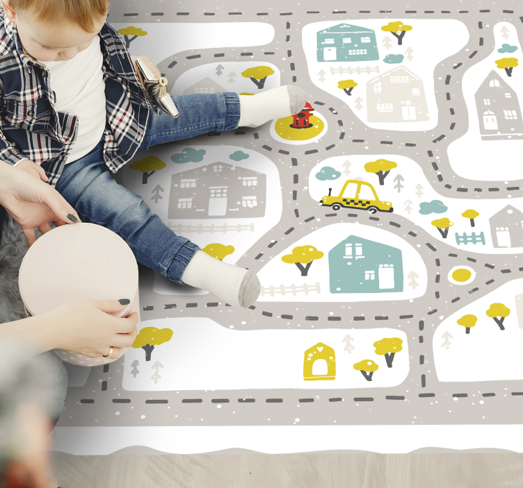 Paisagem de cidade nevada com tapete de estradas - TenStickers