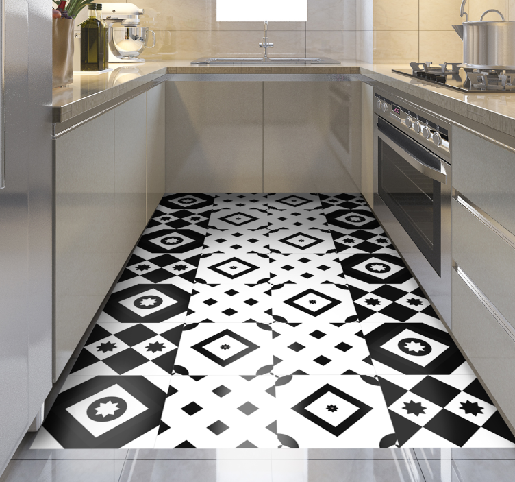 Tapete patchwork preto e branco moderno - TenStickers
