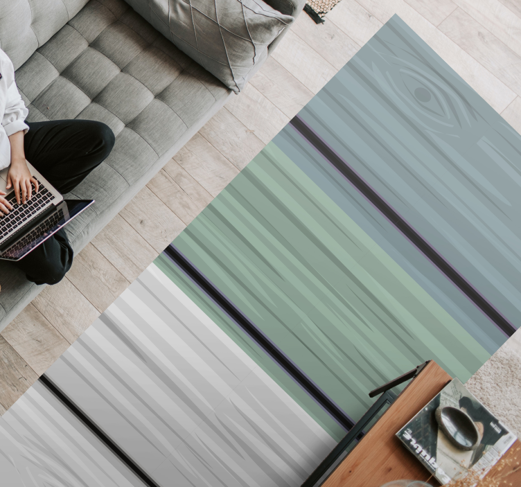 Tapete de vinil com efeito de madeira azul e cinza - TenStickers