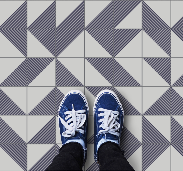 Piso de casa de banhode azulejos cinza zig zag - TenStickers
