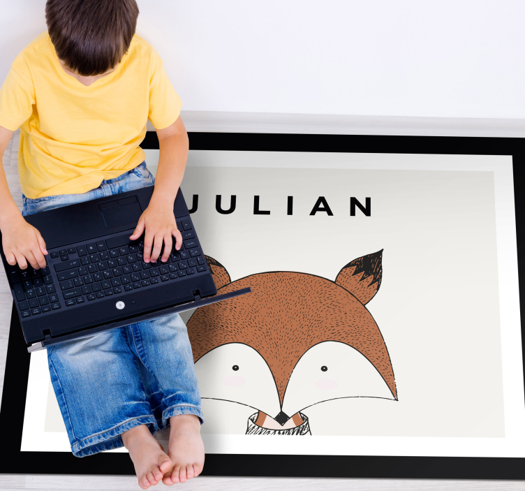 Raposa vermelha com tapete personalizado com nome - TenStickers