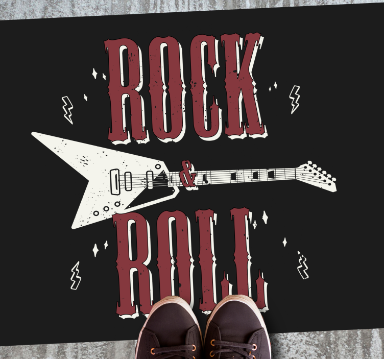 Rock n 'roll com tapete de quarto de produtode guitarra - TenStickers