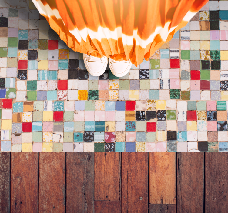 Tapete de azulejos de textura cerâmica com azulejos vintage - TenStickers