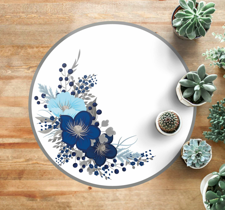 Tapete floral com grinalda de flor azul - TenStickers