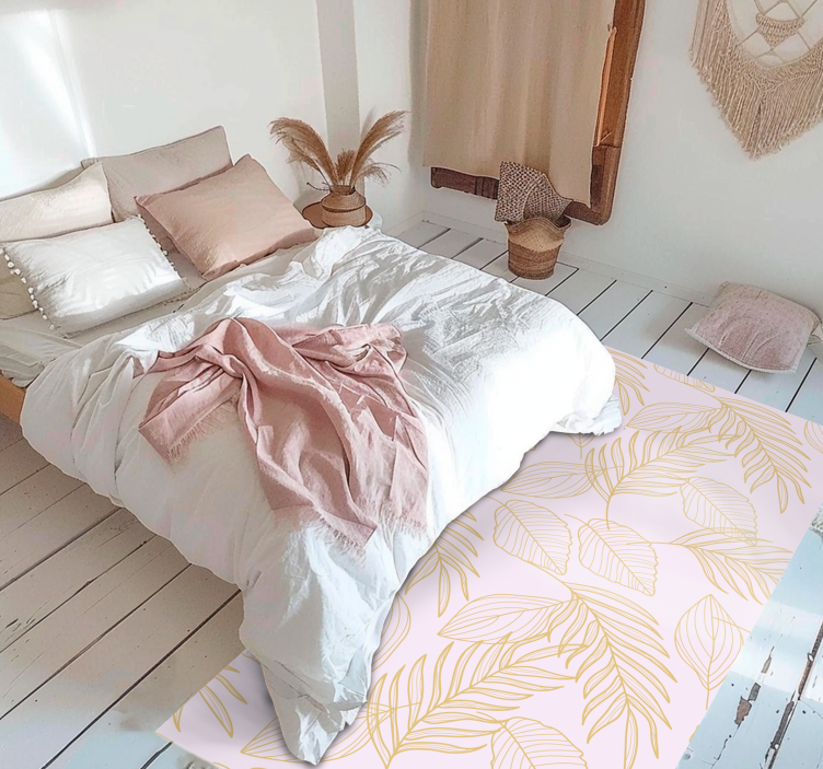 Tapete floral dourado com padrão de folhas "boho" - TenStickers