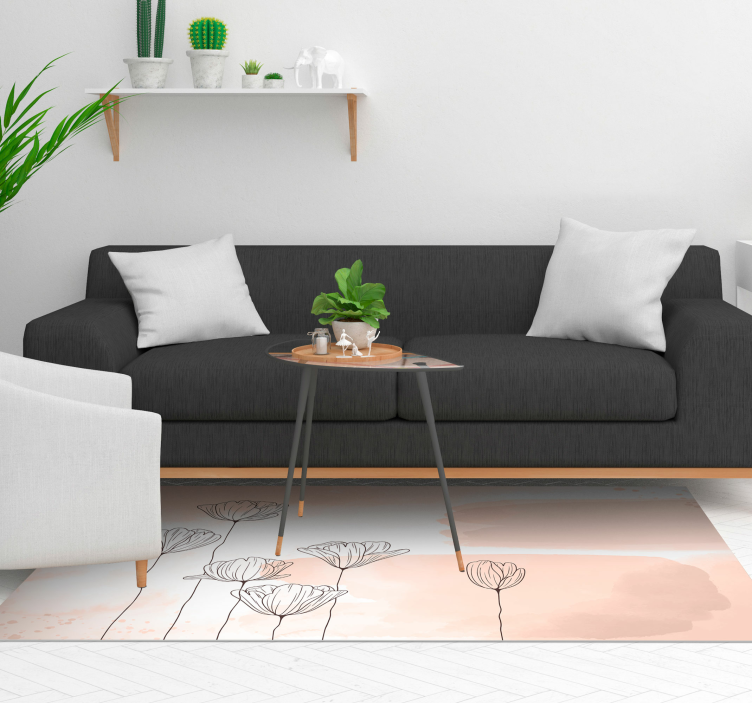 Linha de flores tapete floral vinil - TenStickers