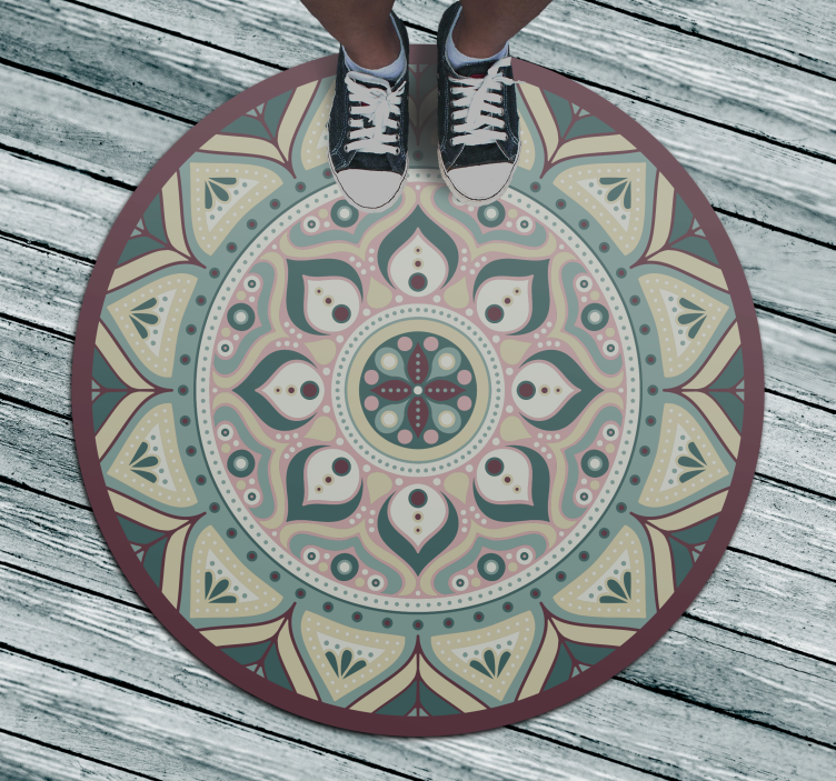 Mandala de tapete redondo de vinil multicolor - TenStickers
