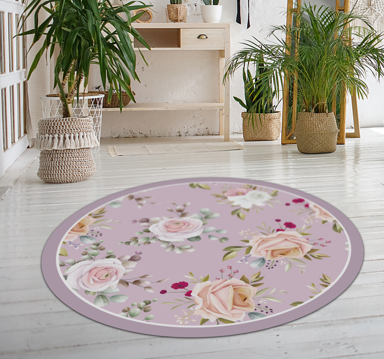 Tapete de quarto com padrão floral rosa - TenStickers
