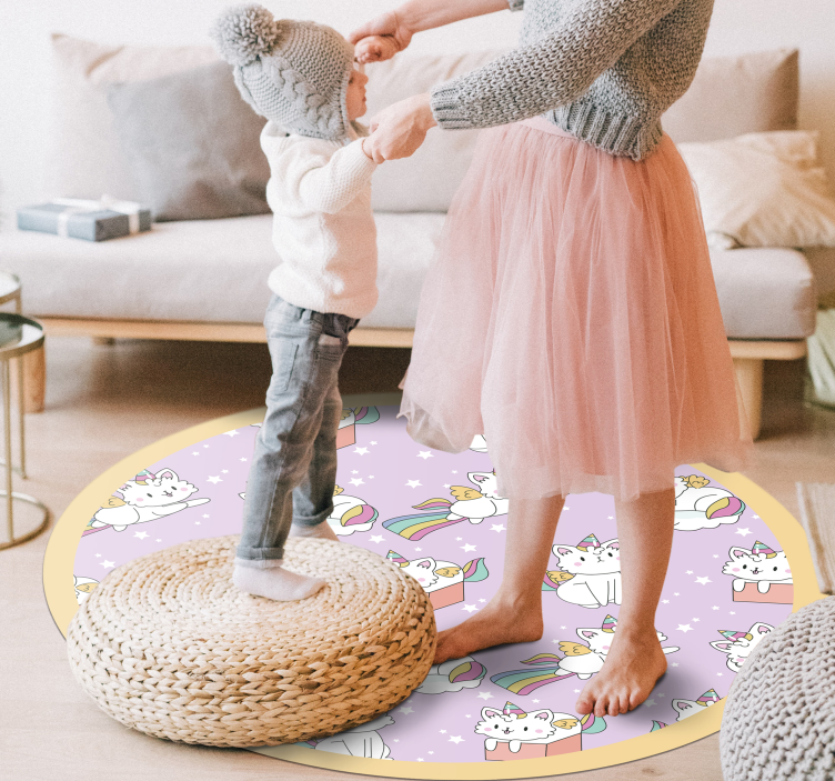 Tapete de vinil bebê gato unicórnio - TenStickers