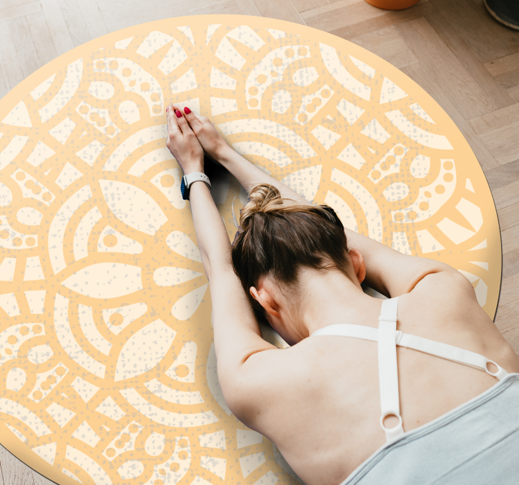 Tapete de vinil bege círculo tapete nórdico - TenStickers