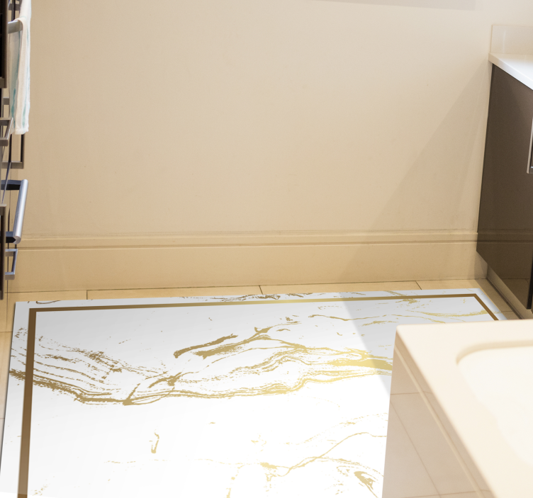 Tapete de vinil com textura de efeito mármore branco e dourado - TenStickers