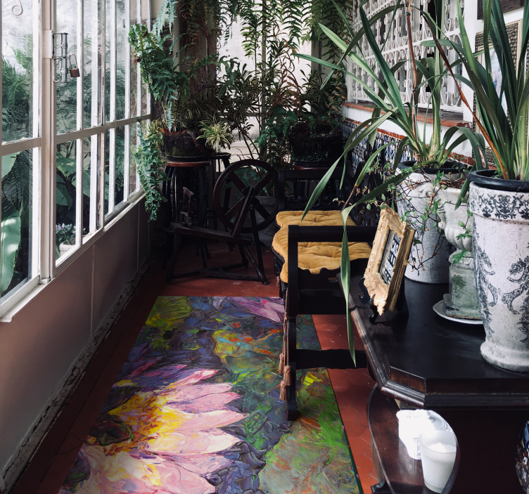 Tapete de vinil floral com cenas retangulares de lótus - TenStickers