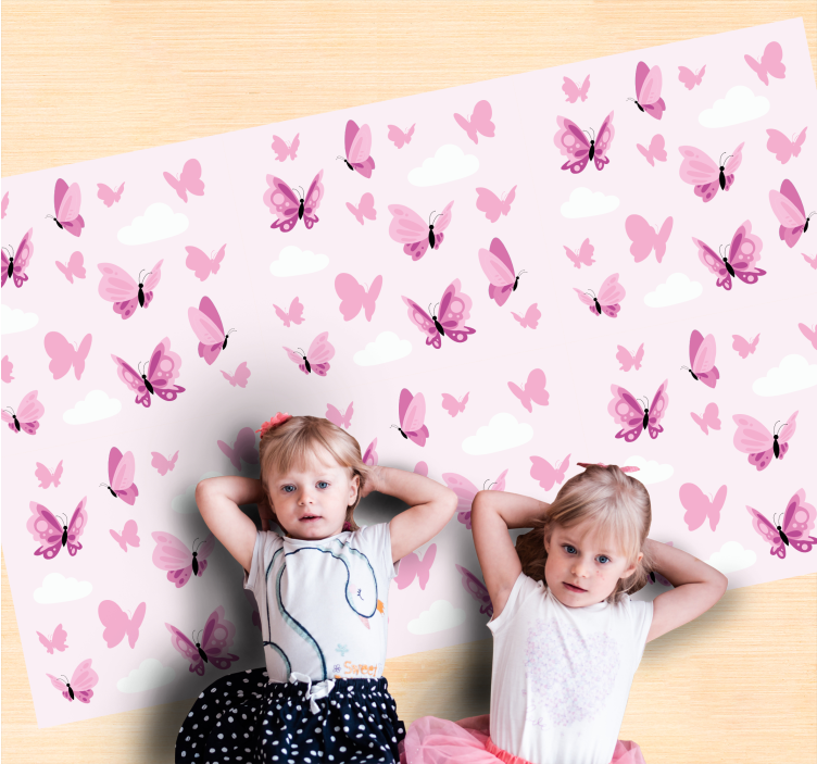 Tapete de vinil infantil com borboletas rosa - TenStickers