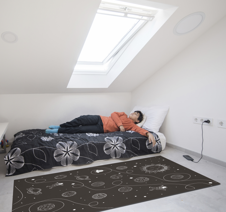 Tapete de vinil infantil do espaço preto e branco - TenStickers