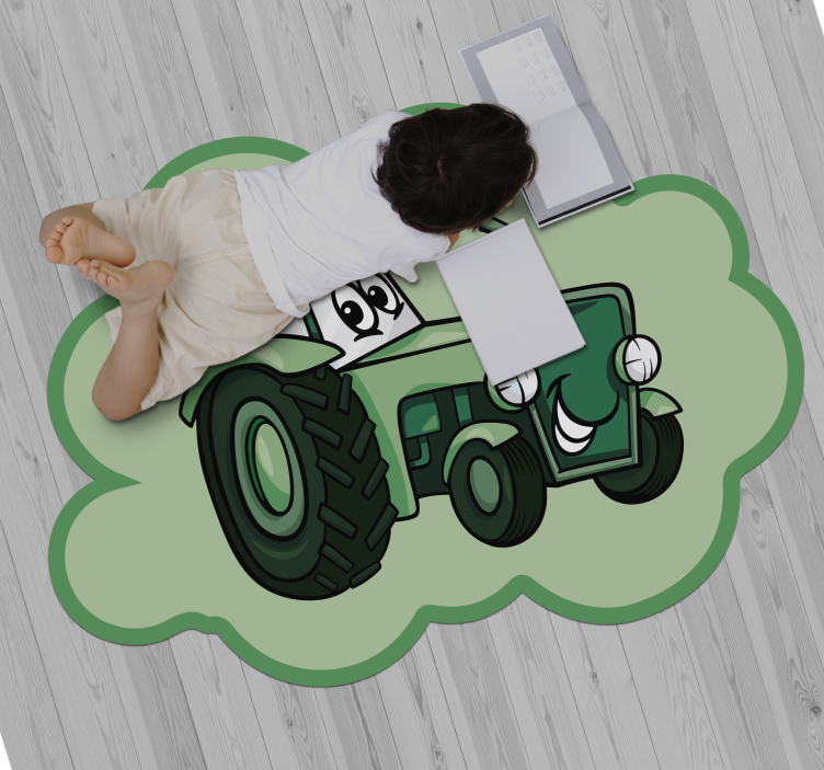 Tapete de vinil infantil trator verde - TenStickers