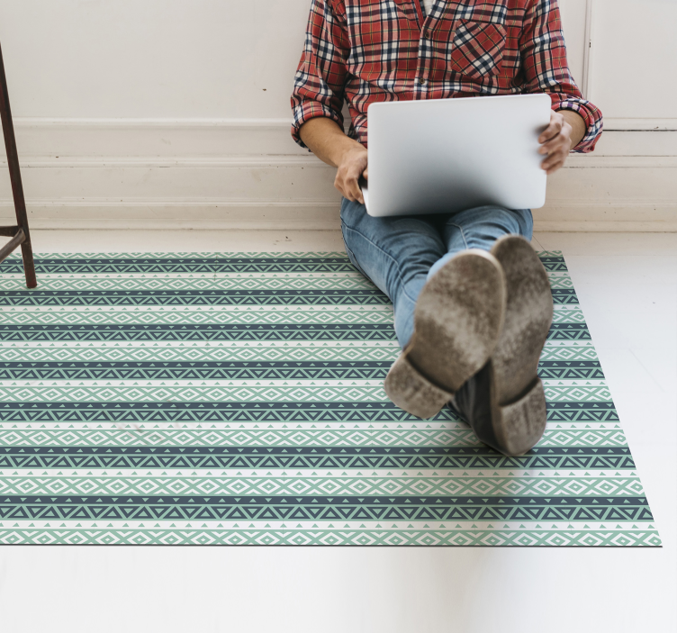 Tapete de vinil listrado étnico azul - TenStickers