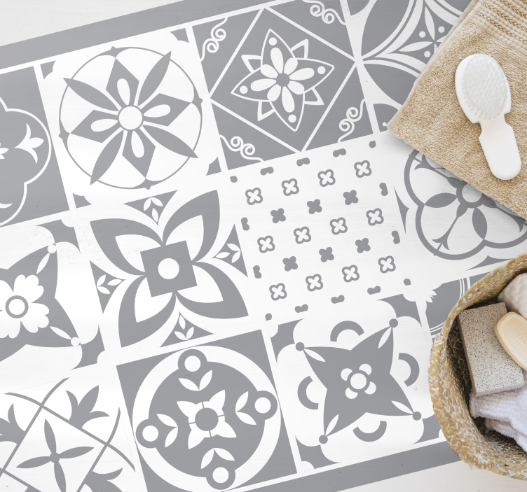 Tapete vinílico azulejos cinza elegante - TenStickers