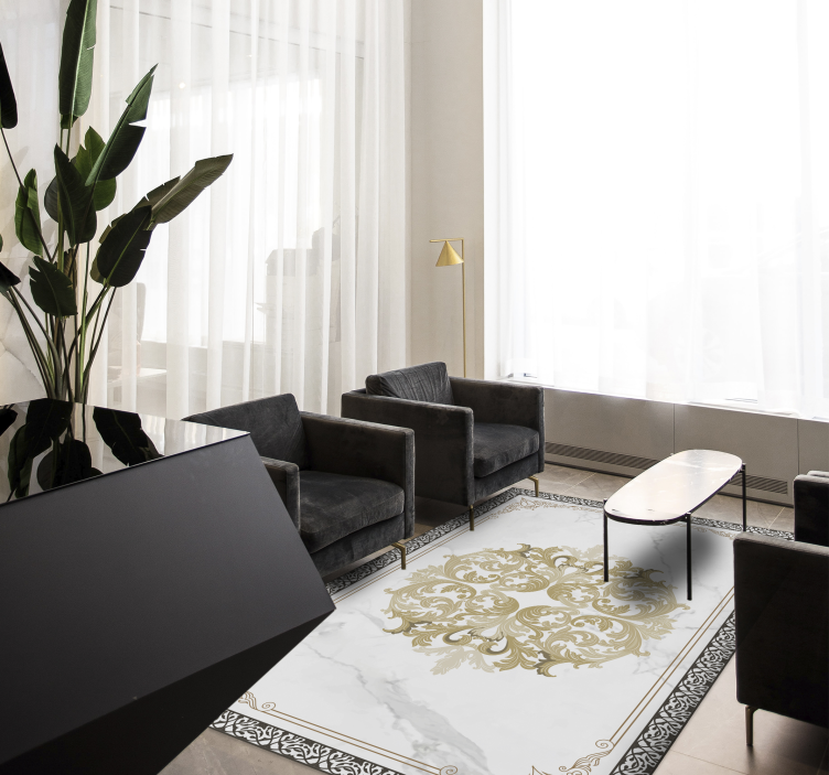Tapete de vinil mármore elegante floreio dourado - TenStickers